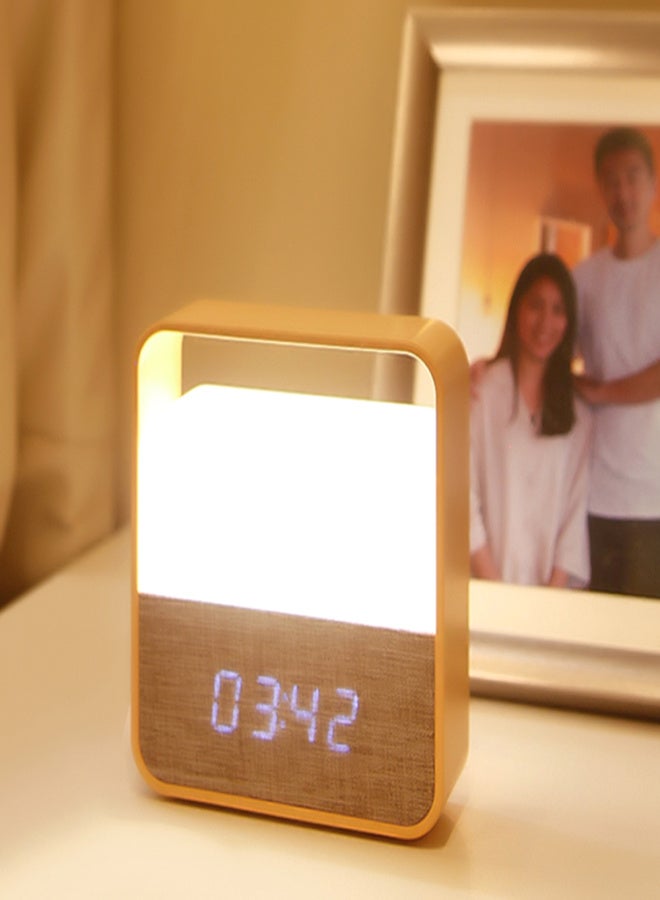 مديا ساعة منبه ميديا مع ضوء ليلي، مصباح طاولة صغير قابل لإعادة الشحن، ساعة ليد مع مُخفّت إضاءة، مناسبة لغرف الأطفال والمعيشة والنوم والاستخدام الخارجي - Image 3