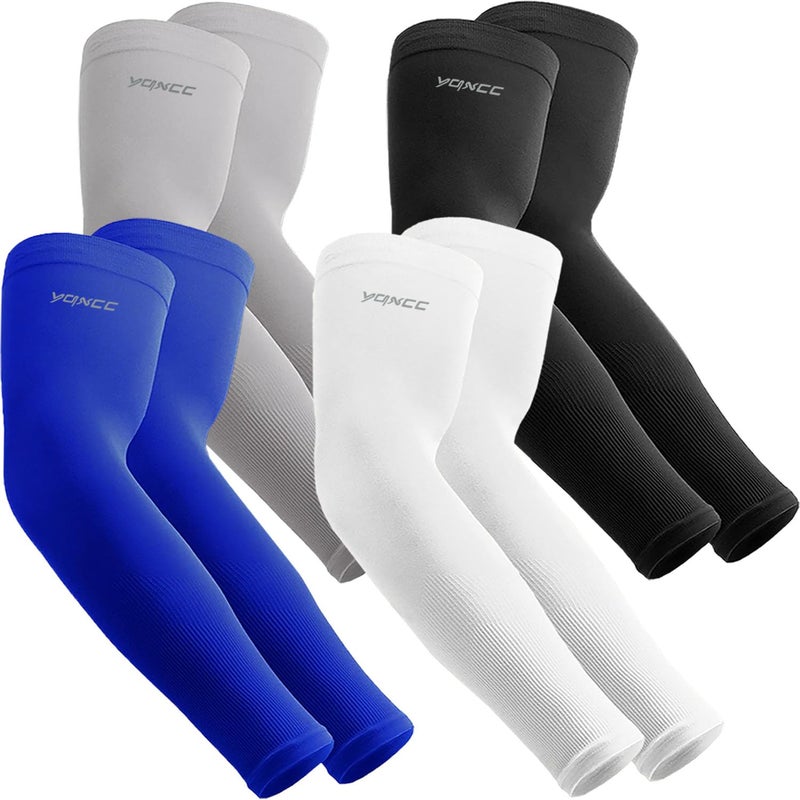 YQXCC 4 Pairs Arm Sleeves for Men Women | UPF 50 Cooling UV Sun Protection | Sports Compression Sleeves - Image 1