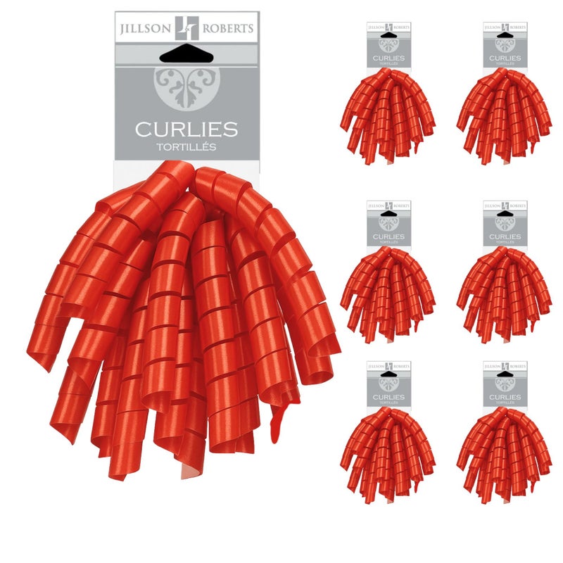 Jillson Roberts 6-Count Self-Adhesive Curly Bows Gift Wrap Accessory Available in 10 Color Combinations, Lipstick Red - Image 5