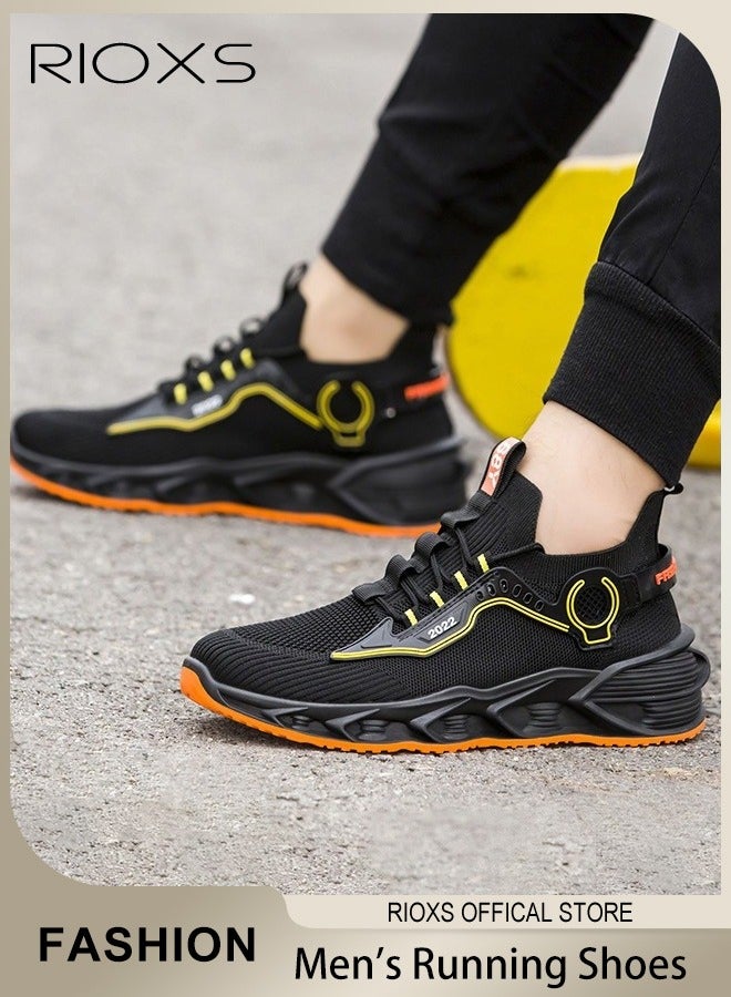 RIOXS Men's Sport Shoes, Fashion Running Shoes, Casual Athletic Workout Sneakers, Breathable Tennis Basketball Fitness Shoes, Non Slip Sneakers For Men Jogging Walking Hiking, Classic Lace-up Trainers For Men, Comfortable Wear, Mens Athlesiure Trainers  - Image 1