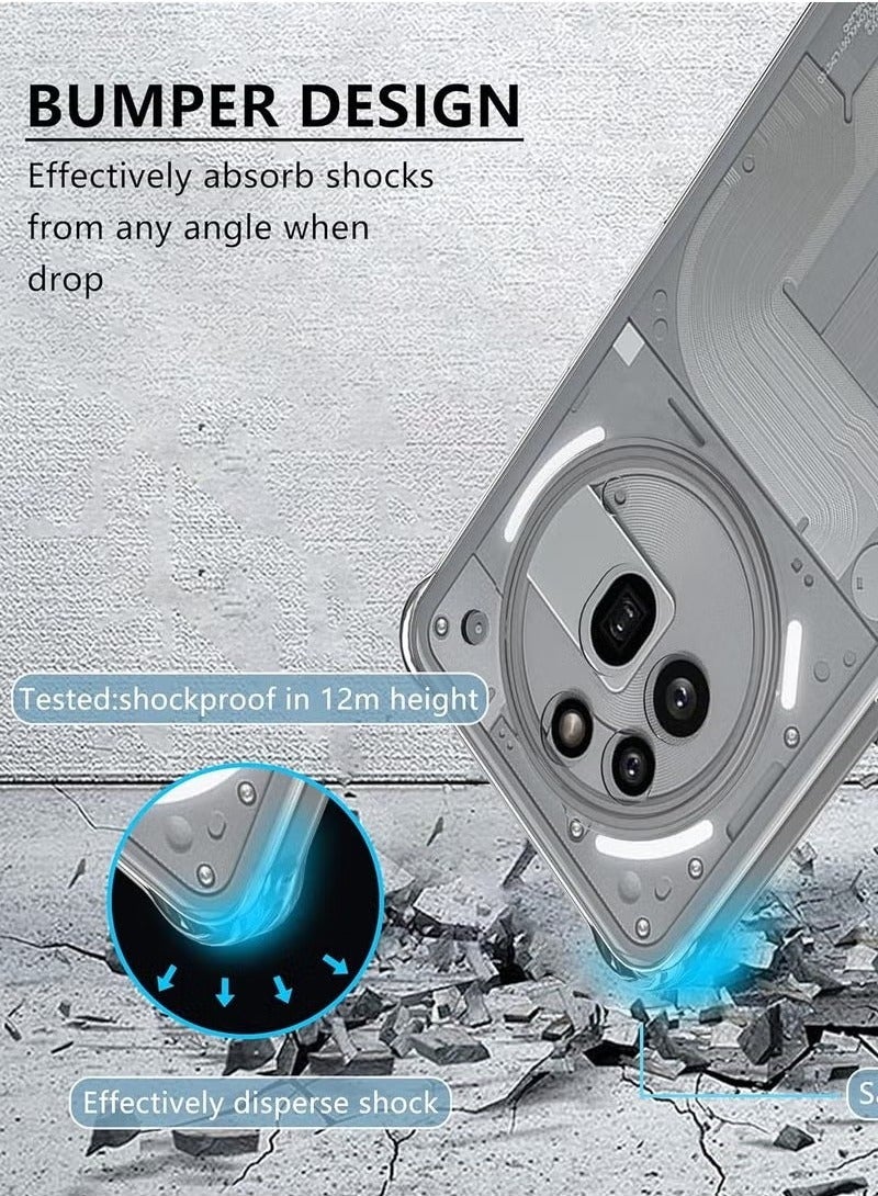 ELTRAZONE Nothing Phone 3a Pro Case Cover – Anti-Yellowing Clear Shockproof TPU Case with Precise Cutouts + 2-Pack Tempered Glass Screen Protector – High-Transparency, Anti-Scratch Glass Film – Full Protection Kit for Nothing Phone 3a Pro (Crystal Clear) - Image 3