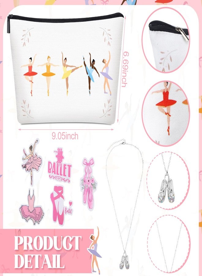 جيديف مجموعة هدايا باليه من جاديف، 4 قطع، لعيد الميلاد، تتضمن حقيبة مكياج قماشية، ملصقات رقص، قلادة، وجوارب، ومستلزمات حفلات عيد الميلاد للنساء، وديكورات أعياد الميلاد. - Image 2