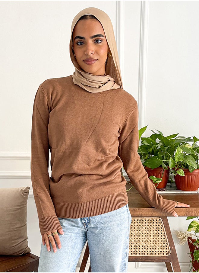 Tie Shop - Tie Shop - Warmy Basic Top - Camel Brown For Women - Image 1