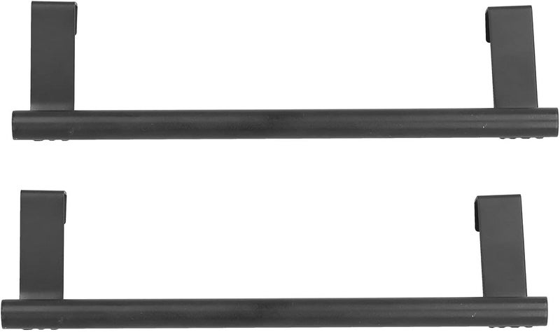 Over Door Towel Rack, 23CM Black Stainless Steel, Nail Free Punch Free, 2Pcs Set - Space Saving, Rust, Ideal for Home and Hotel Use (23CM) - Image 1