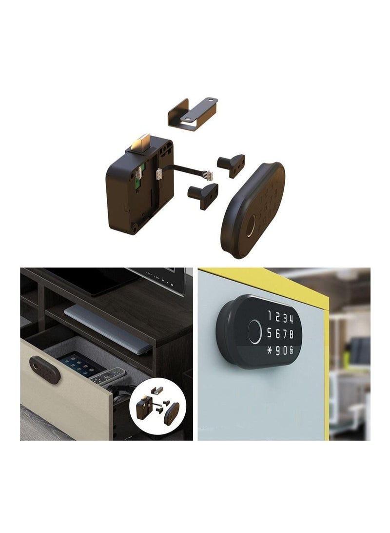 درج قفل ببصمة الإصبع بكلمة مرور قفل باب الخزانة أقفال إلكترونية عالية قفل خزانة درج ملف مخفي بدون مفتاح قفل كهربائي لبصمة الإصبع لسلامة الأطفال - Image 4