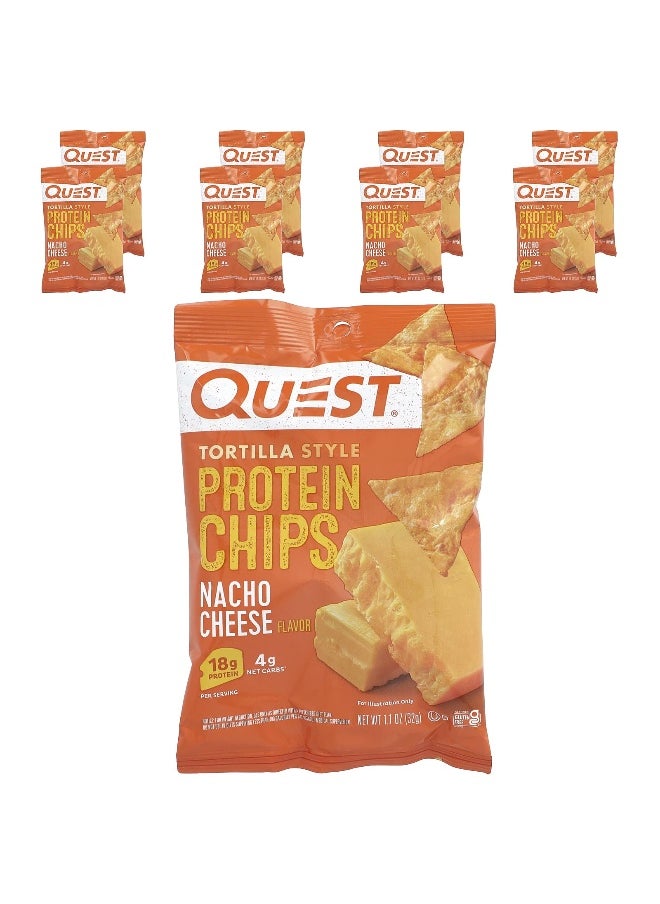 QUEST NUTRITION - Quest Nutrition, Tortilla Style Protein Chips, Nacho Cheese, 8 Bags, 1.1 oz (32 g ) Each - Image 1