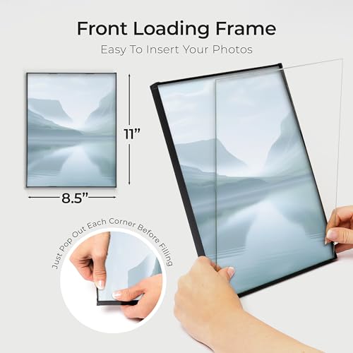 MANTELLO ESSENTIALS 8.5 by 11 picture frame 6 PACK 8.5 x 11 frame Front Loading picture frames 8.5 x 11 Pictures Documents Certificates Diplomas, And More - Image 5