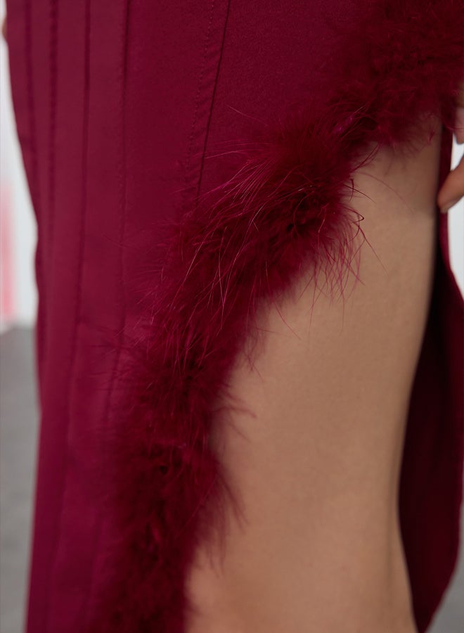 trendyol Dark Cherry Body-Smooth Otris Woven Midi New Year's Dress TPRAW25EL00018 - Image 4