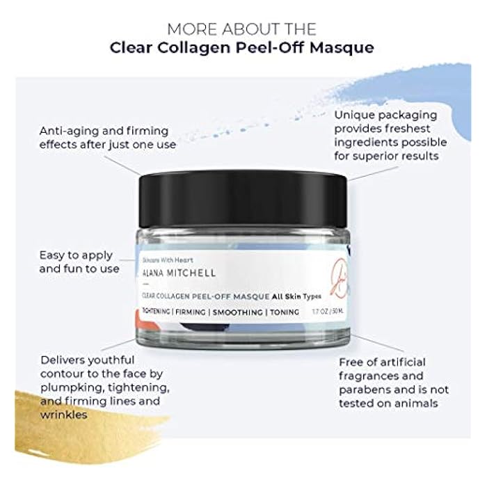 Alana Mitchell Anti Aging Collagen Facial Mask, Peel Off Face Mask to Reduce Wrinkles & Fine Lines, Hydrating Face Masks, Tightening & Firming Skin Care, Collagen Face Mask for All Skin Types, 1.7oz - Image 3