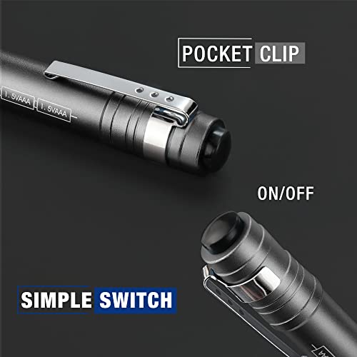 WORKPRO LED Pen Light, Aluminum Pen Flashlights, Pocket Flashlight with Clip for Inspection, Emergency, Everyday, 2AAA Batteries Include, Gray(4-Pack) - Image 5
