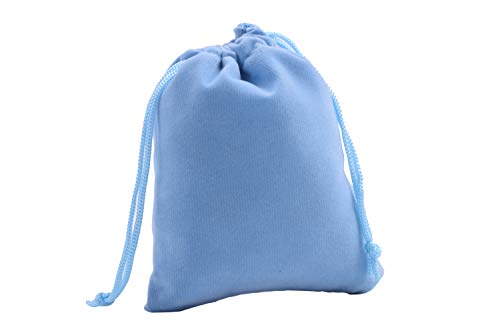 Sansam 50pcs Small Sky Blue Drawstrings Velvet Gift Bags Velvet Jewelry Pouches for Wedding Favors, Candy Bags, Party Favors, 2.8x3.6'' - Image 2