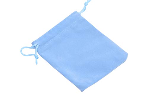 Sansam 50pcs Small Sky Blue Drawstrings Velvet Gift Bags Velvet Jewelry Pouches for Wedding Favors, Candy Bags, Party Favors, 2.8x3.6'' - Image 3
