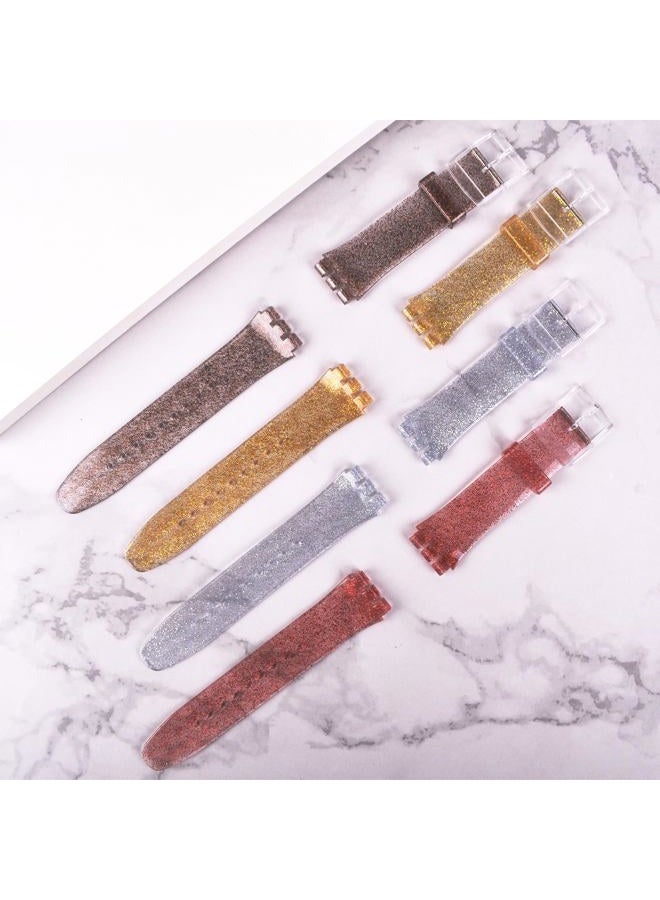GreenOlive Replacement Waterproof Silicone Rubber Watch Strap Watch Band for Swatch (17mm 19mm 20mm) (17mm, Sparkle Red) - Image 5