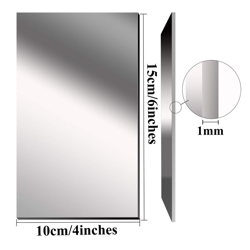Elcoho 12 Pack Plastic Mirrors Decor Flexible Mirror Sheets Self Adhesive Mirror Tiles Silver Mirrors Board Card for Educational or Home Decor - Image 3