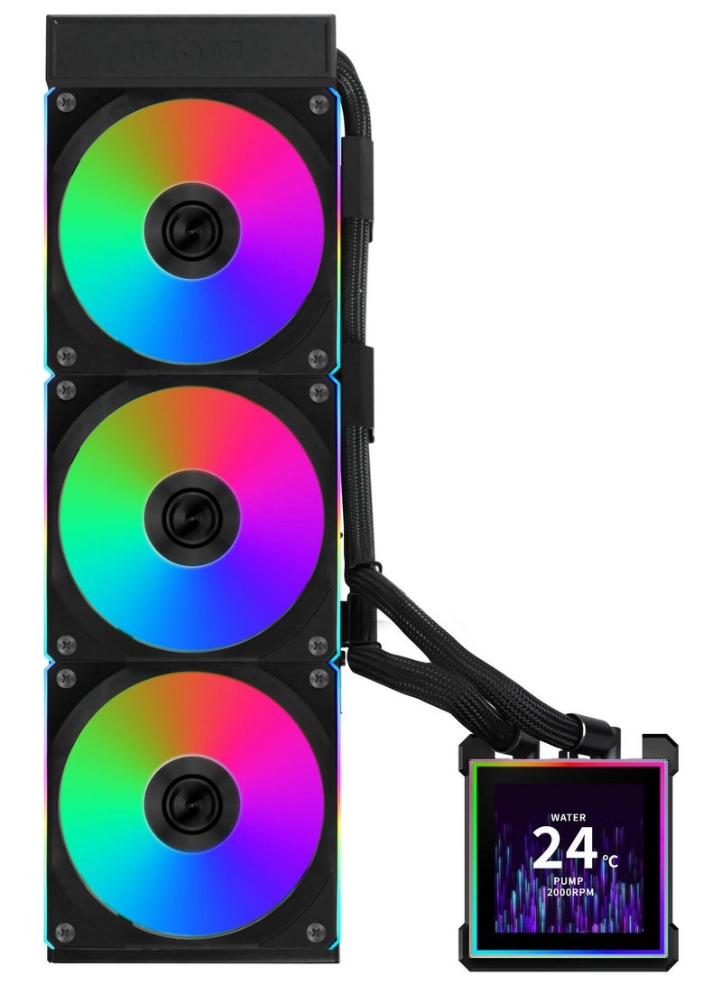 LIAN LI HydroShift II LCD-S 360 CL 360mm AIO Liquid CPU Cooler – 3.4″ IPS LCD Display 480×480, 24mm Slim Radiator, Magnetic Hot-Swap Screen, LGA/AM4/AM5 Compatible, TL/CL Wireless Fans, Black | GHS2LCDS36CB - Image 2