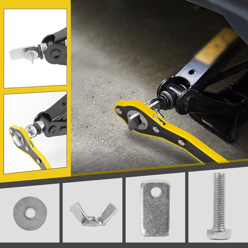 MR CARTOOL Jack Ratchet Wrench, 360° Swivel Auto Labor-Saving Car Jack Wrench with Long Handle, Handle Scissor Jack, Tire Wheel Lug Wrench for Motorcycle, Van, SUV and Other Vehicles - Image 3