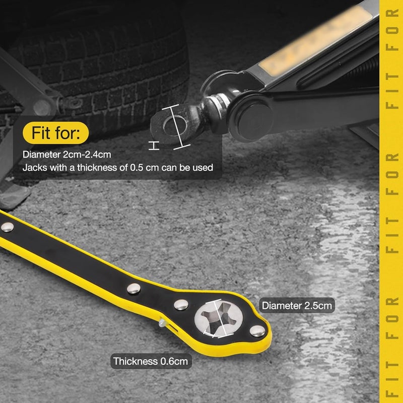 MR CARTOOL Jack Ratchet Wrench, 360° Swivel Auto Labor-Saving Car Jack Wrench with Long Handle, Handle Scissor Jack, Tire Wheel Lug Wrench for Motorcycle, Van, SUV and Other Vehicles - Image 4