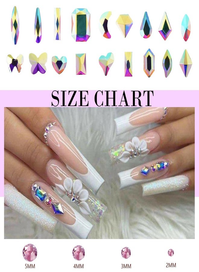Canvalite 2900Pcs Rhinestones for Nails, 18 Styles Multi Shape Nail Charms and Gems Shiny Glass Crystal Flatback Nail Rhinestones Set for Nail Art with Rhinestone Picker and Tweezers - Image 2