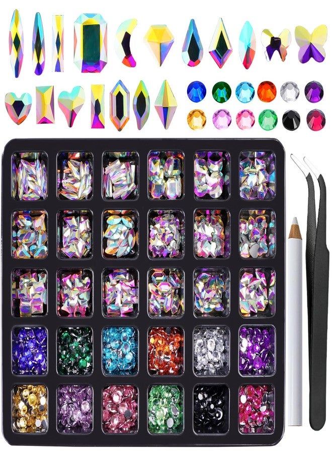 Canvalite 2900Pcs Rhinestones for Nails, 18 Styles Multi Shape Nail Charms and Gems Shiny Glass Crystal Flatback Nail Rhinestones Set for Nail Art with Rhinestone Picker and Tweezers - Image 1