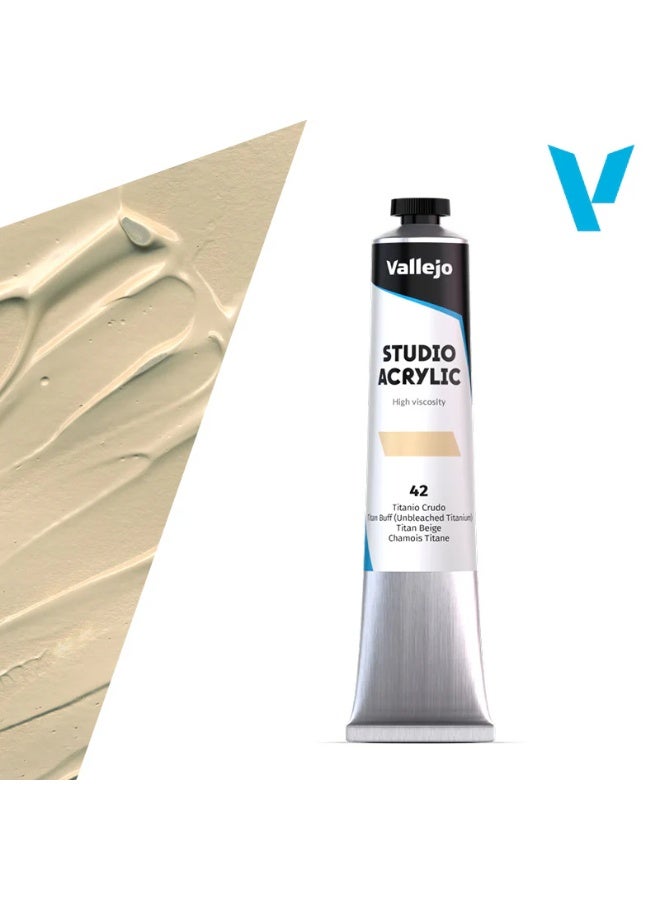فاليجو أكريليك ستوديو تيتان باف (تيتانيوم غير مبيض) #42 - زجاجة توزيع 58مل، طلاء محايد دافئ