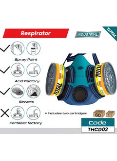 جهاز تنفس كيميائي نصف قناع TOTAL - حماية تنفسية قابلة لإعادة الاستخدام للبيئات الصناعية والكيميائية، مريح وقابل للتعديل THRS02 - pzsku/ZC81D3F1B58B1EF7FA794Z/45/_/1733121127/2320b47a-2605-4e7d-b8f9-703f7d65bbbb