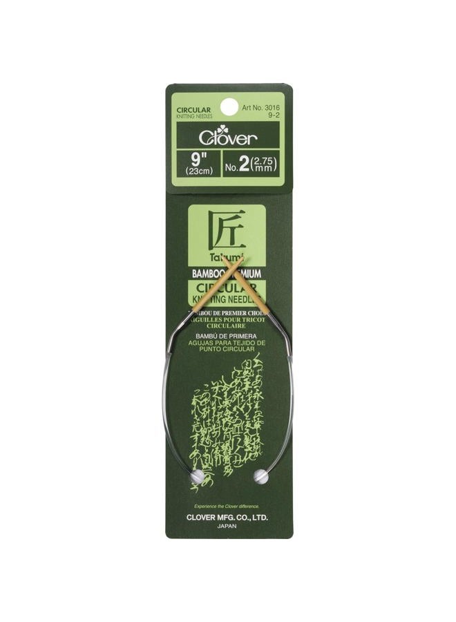 Clover Takumi Bamboo Circular Knitting Needles 9"-Size 2/2.75mm - Image 1