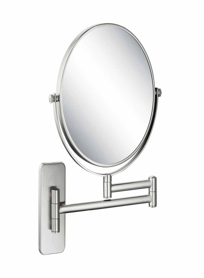 KIBI Circular Wall Mount Makeup Mirror, Dual-Sided 1x/5x Magnifying Mirror with Extendable Arm, 360° Swivel, Solid Brass Construction for Durability and Style (Brushed Nickel, KMM100) - Image 1