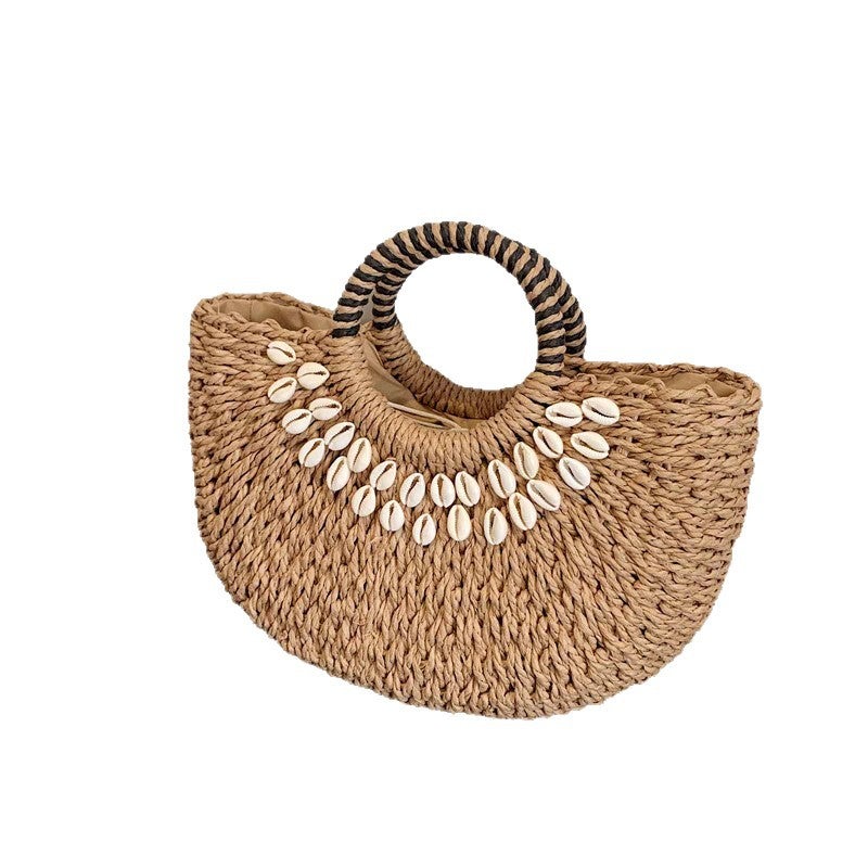 Woven Straw Seashell Handbag for Women - Image 5