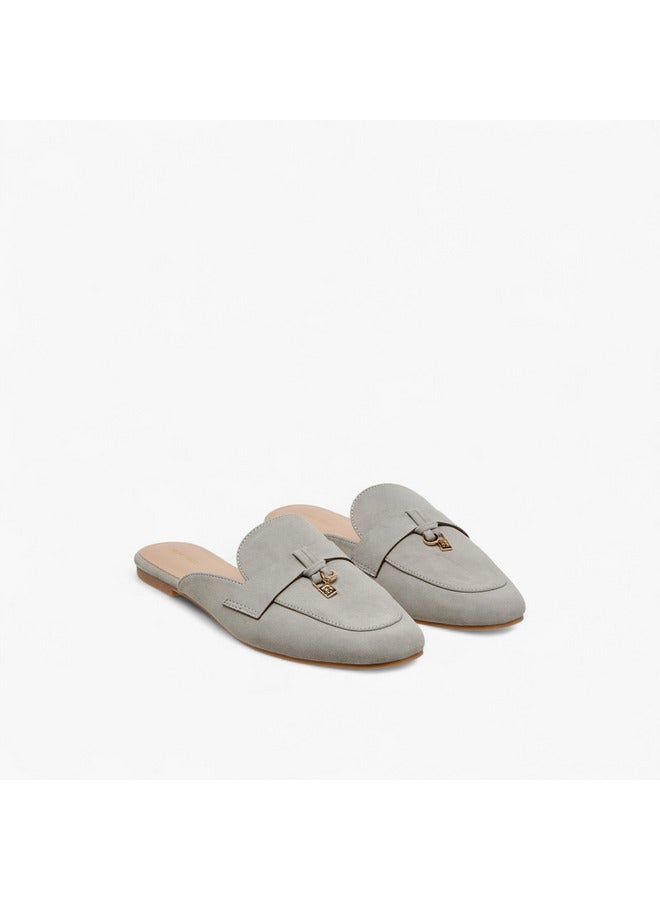 Flora Bella By Shoexpress Women Solid Slip-On Mules with Metal Accent  - Image 1