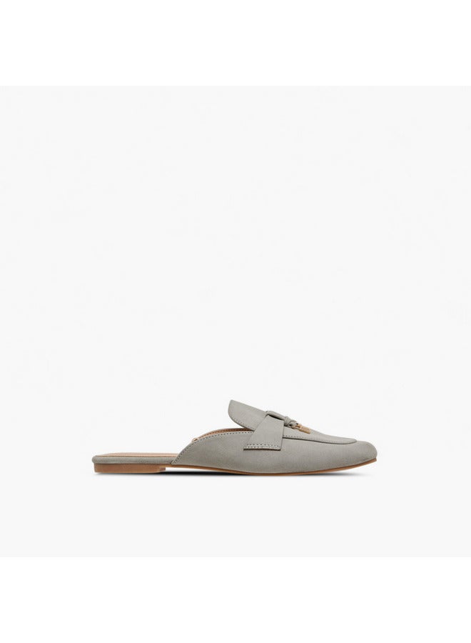 Flora Bella By Shoexpress Women Solid Slip-On Mules with Metal Accent  - Image 3