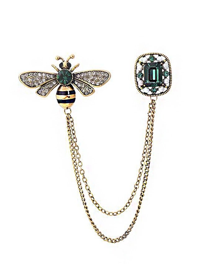 Beyond Bee Chain Brooche, Anti Rust and Anti Fading Alloy Brooch Pins, Corsage Scarf Clip Women Girls (Blue)  - Image 1