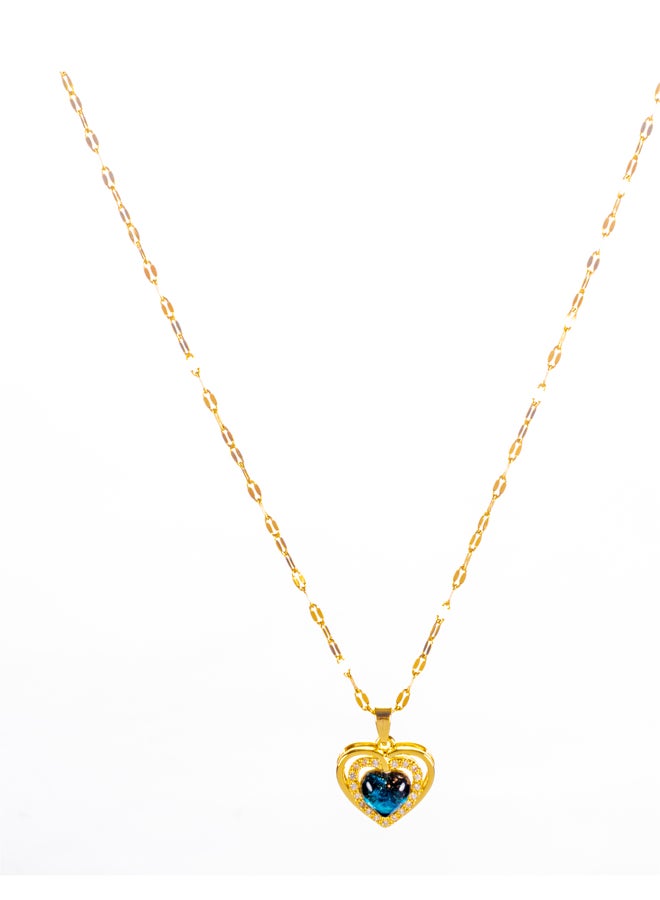 ذا بلاك بيرل اكسسوريز سلسلة أستانليس ستيل ذهبي مع دلاية شكل الأجرام السماوية - Image 2