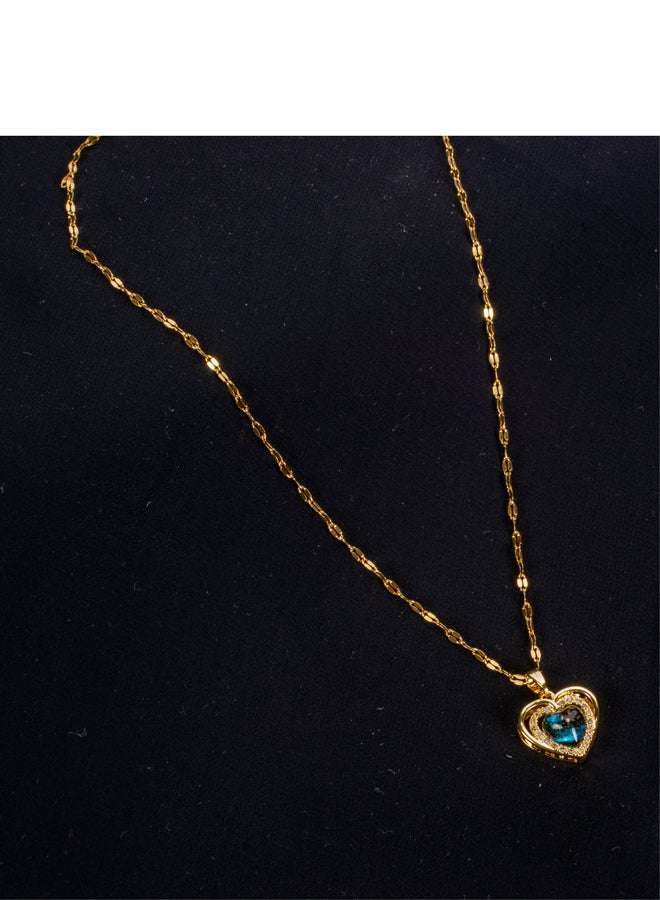 ذا بلاك بيرل اكسسوريز سلسلة أستانليس ستيل ذهبي مع دلاية شكل الأجرام السماوية - Image 3