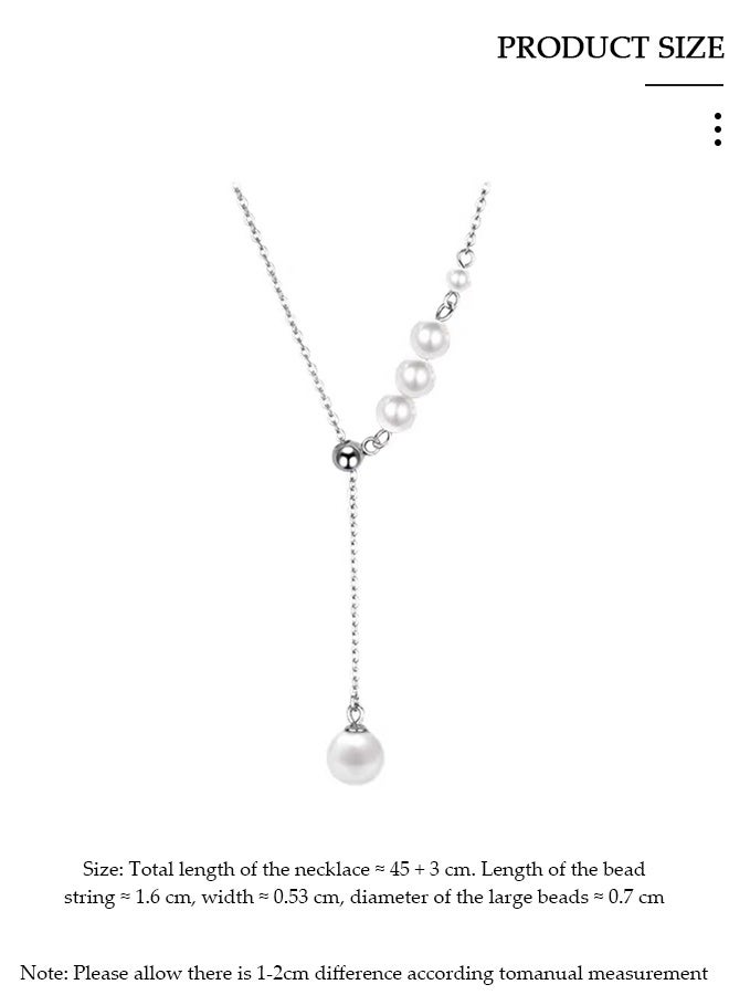 DUNISO Pearl Necklace 925 Sterling Silver Choker Necklace Silver Choker Chain Pearl Pendant Necklace Simple Necklace Chain Jewelry for Women Teen Girls - Image 4