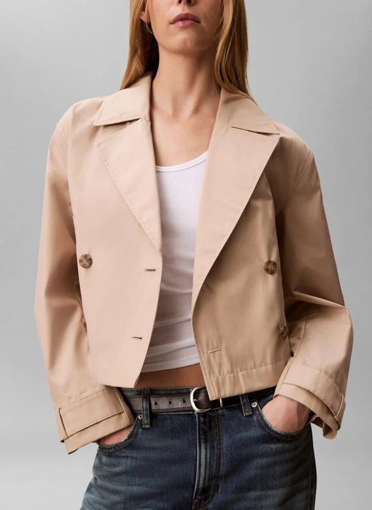 CALVIN KLEIN  Casual Short Cotton Trench Jacket for Women | Best Price UAE