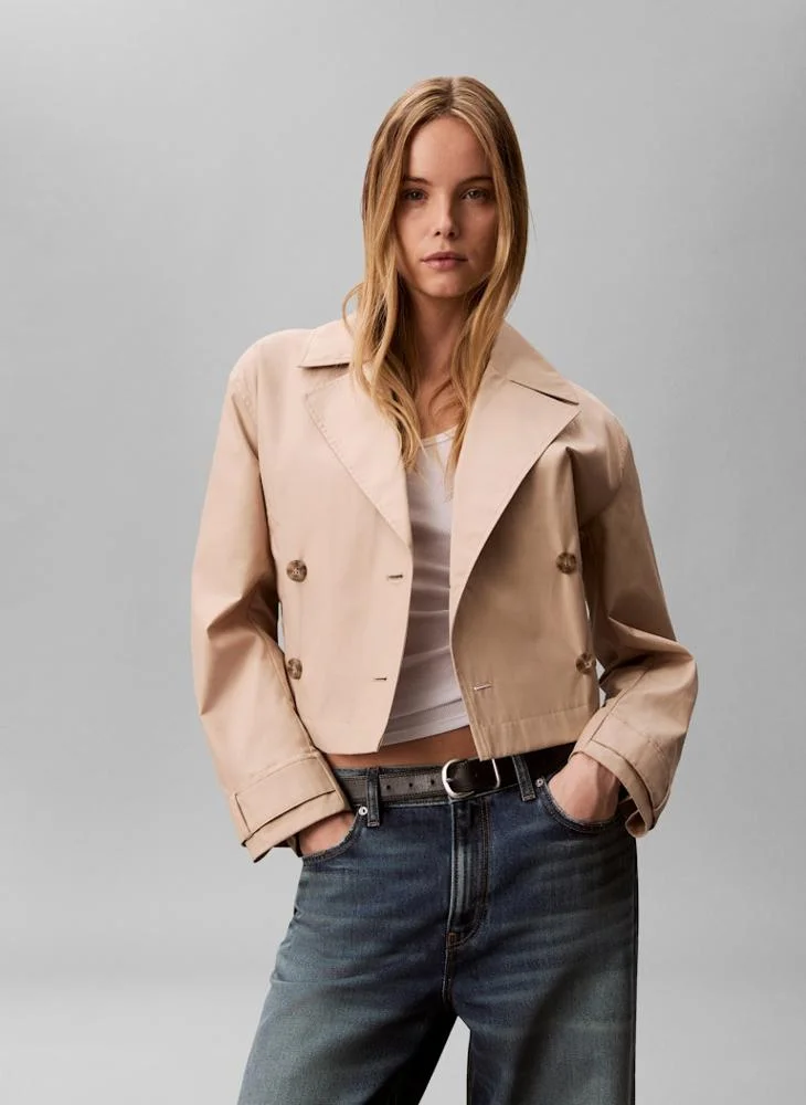 CALVIN KLEIN Casual Short Cotton Trench Jacket