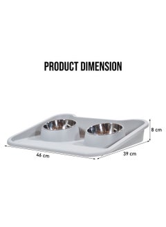 MAJIBAO Dog bowls with Detachable stainless steel bowls, Tilted design, and Anti-slip bottom, Pet feeding bowl for Cats & Dogs, 2-in-1 dog food and water bowl set 46 cm (Grey)  - Image 2