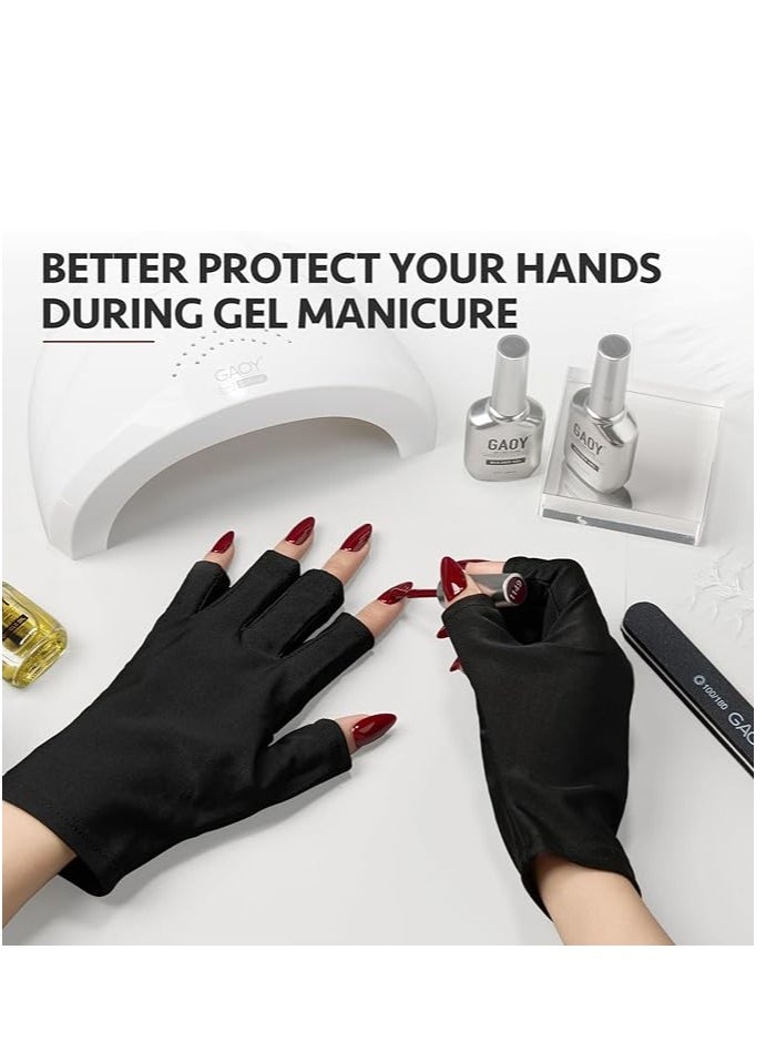 GAOY GAOY Anti UV Gloves for Gel Nail Lamp, Professional Fingerless UPF50+ UV Light Protection Gloves for Home DIY & Salon Use Nail Art Accessories  - Image 3