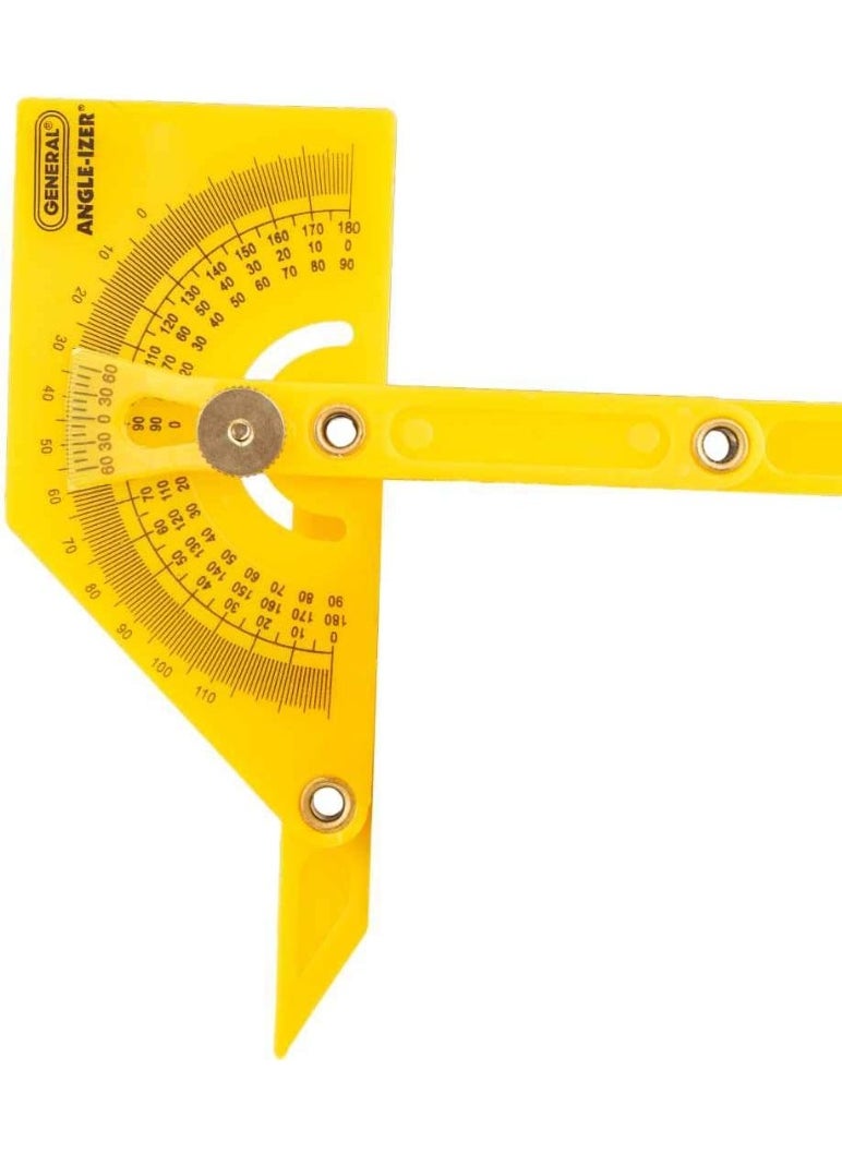 General Tools General Tools 29 Plastic Protractor and Angle Finder, Outside, Inside, Sloped Angles, 0° to 180° , Yellow  - Image 3