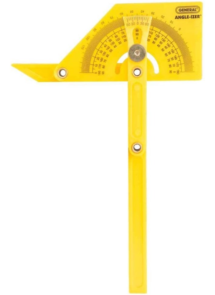 General Tools General Tools 29 Plastic Protractor and Angle Finder, Outside, Inside, Sloped Angles, 0° to 180° , Yellow  - Image 1