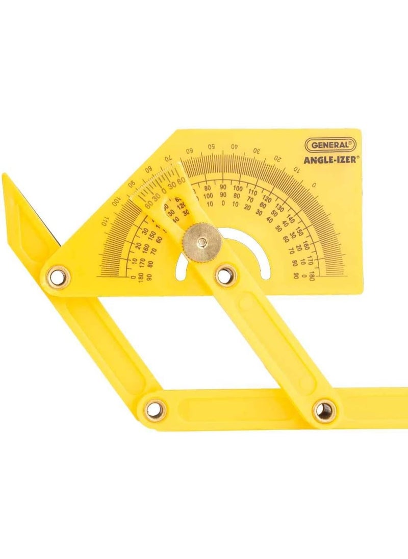 General Tools General Tools 29 Plastic Protractor and Angle Finder, Outside, Inside, Sloped Angles, 0° to 180° , Yellow  - Image 2