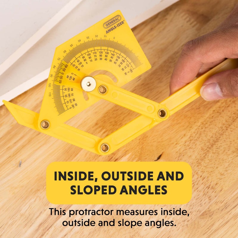 General Tools 29 Plastic Protractor and Angle Finder, Outside, Inside, Sloped Angles, 0Â° to 180Â° , Yellow - Image 5