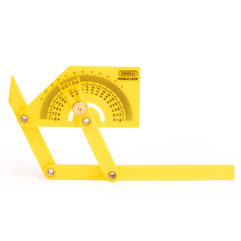 General Tools 29 Plastic Protractor and Angle Finder, Outside, Inside, Sloped Angles, 0Â° to 180Â° , Yellow - Image 1