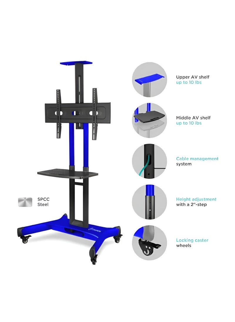 Mobile TV Stand for 40-70 Inch Screens, Holds up to 50kg, Heavy-Duty Rolling TV Cart with Locking Wheels, VESA 600x400 mm, Adjustable Height & Shelf, Ideal for Home, Office & Conference Rooms, Blue | TF-T1551BLU - pzsku/ZC81D70F98E6F46E5835DZ/45/_/1740987116/888789b4-0657-469b-8ff4-6a430920085a