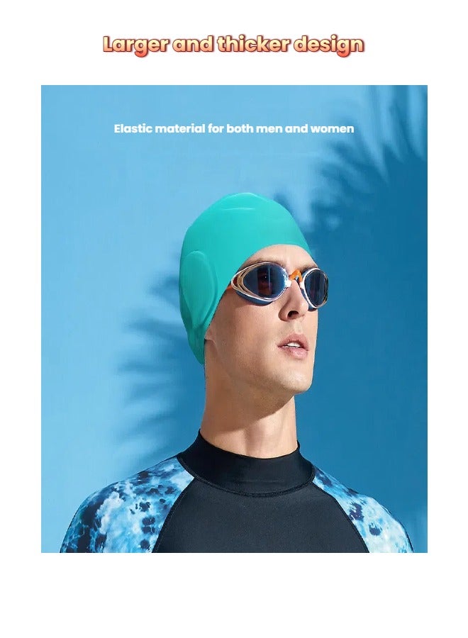 Wave Silicone Swim Cap for Short Hair Women & Men - Comfortable, Non-Slip & Durable Design, Easy to Put On Water-Resistant Swimming Cap for Regular Use - Image 2