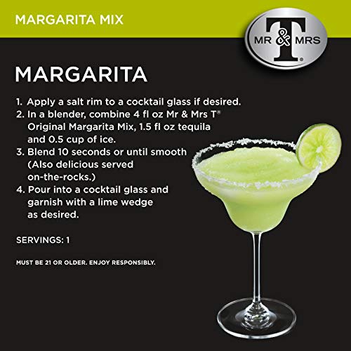 Mr & Mrs T Margarita Mix, 1 L bottle (Pack of 4), Tangy Lime Blend Flavored Cocktail Mixer, Made with Cane Sugar, Perfect for Traditional Margarita and Mocktail Drinks - Image 2