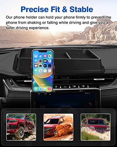 Autorder Phone Holder Mount for Jeep Grand Cherokee 2022 2023 2024 2025/Grand Cherokee L 2021 2022 2023 Center Console Dashboard Organizer with Phone Stand with Anti-Slip Mat - Image 4