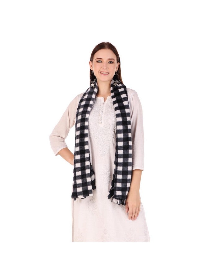 BRAVEZI polycotton Womens Checkered Scarf and stoles for Winter_Black - Image 2