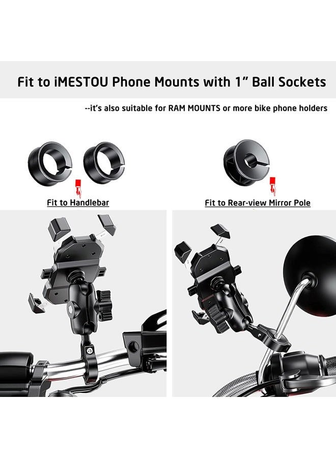 iMESTOU 2PCS Aluminium 1" Ball Base for Handlebar Mounts, Compatible with Ram/iMESTOU Phone Mounts with 1" Ball Sockets - Image 3