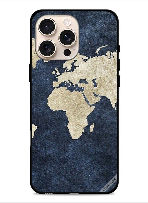 Apple iPhone 16 Pro Protective Case Cover Map On Jeans Pattern